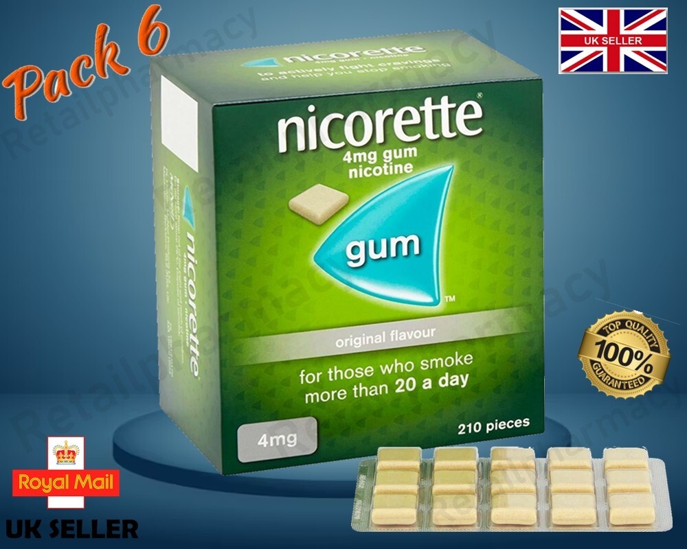 Nicorette Original Flavour Gum 4mg  (210 Pieces) Exp=2028 Pack 6