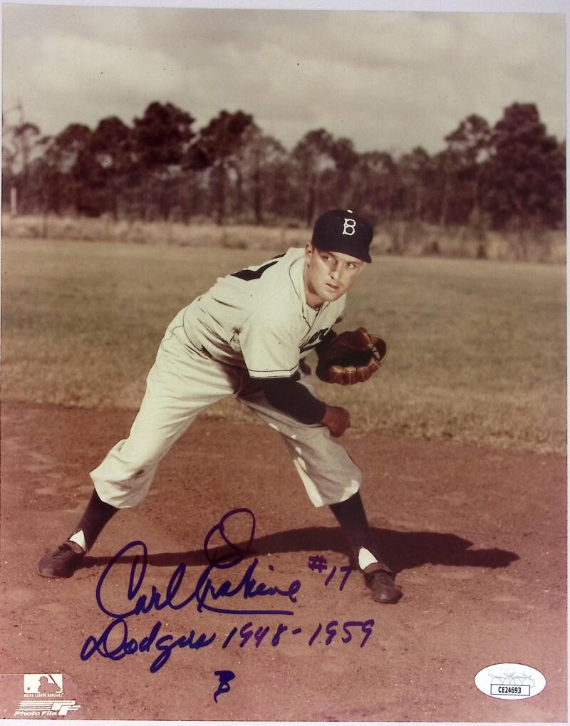 Carl Erskine Dodgers 1948-1959 #17 Signed Autographed 8x10 Photo JSA Authentic