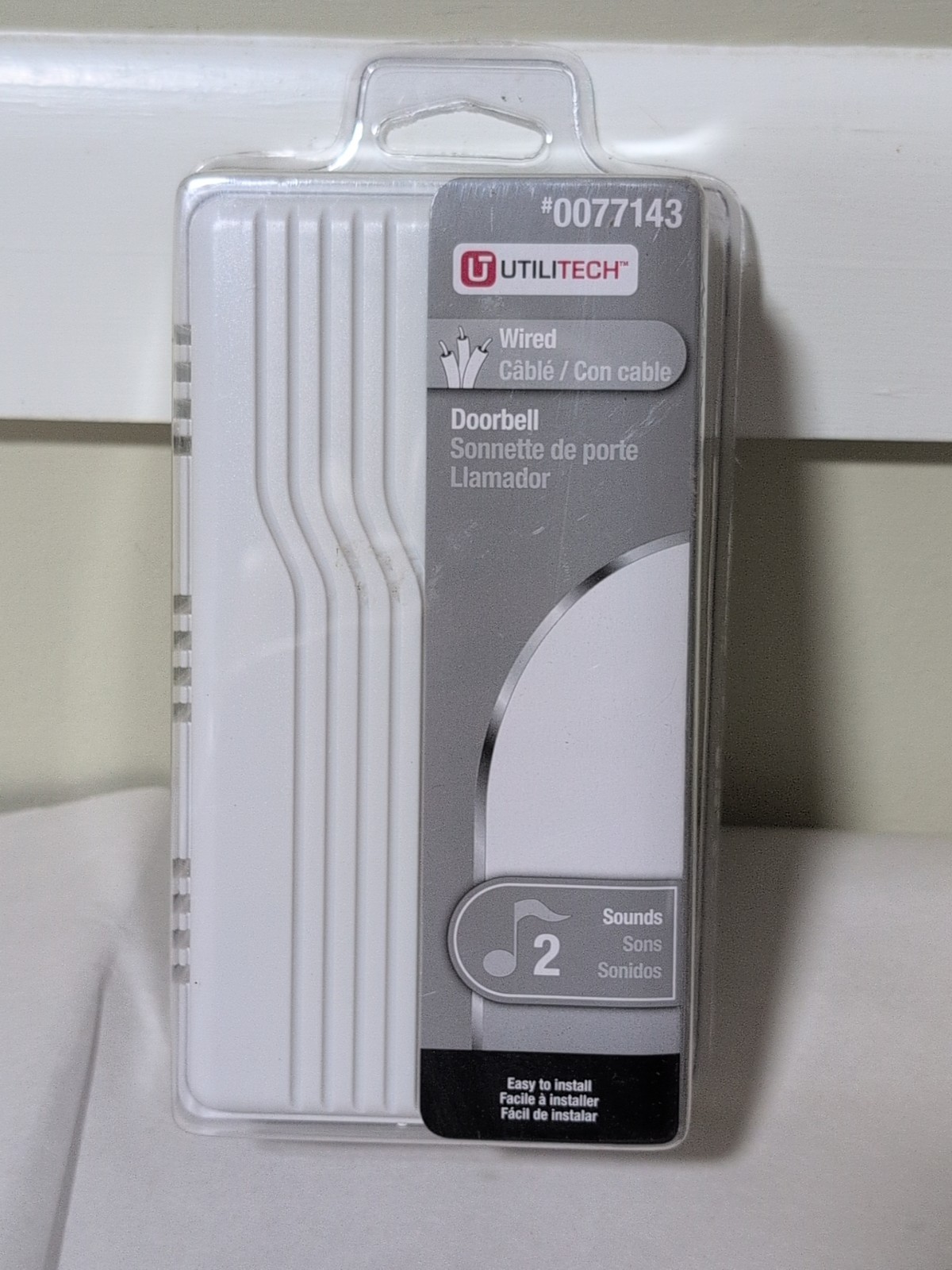 UTILITECH White Doorbell Kit Wired Doorbell 2 Chimes White Finish #0077143