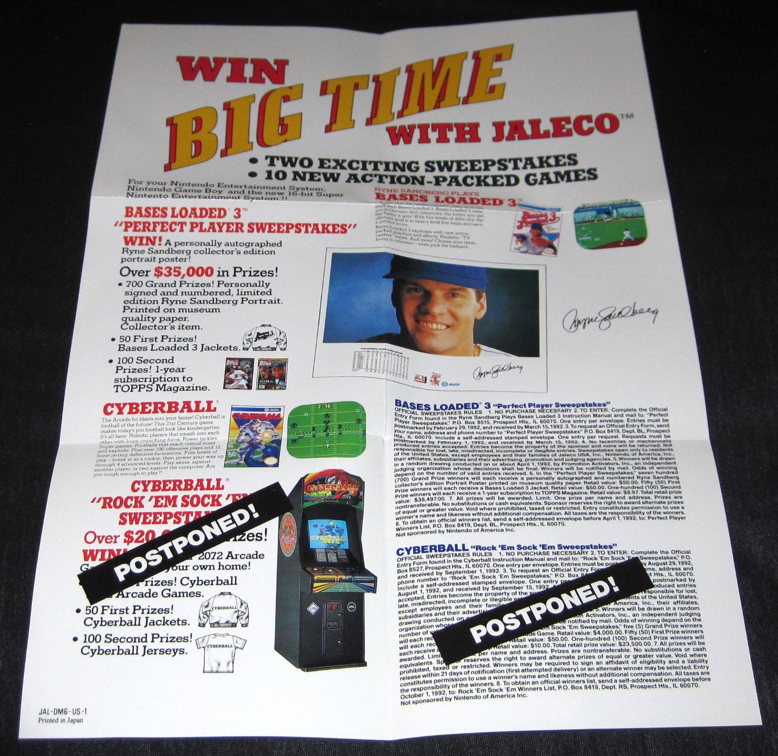 Game Boy 'Win Big Time With Jaleco' Insert JAL-DMG-US-1