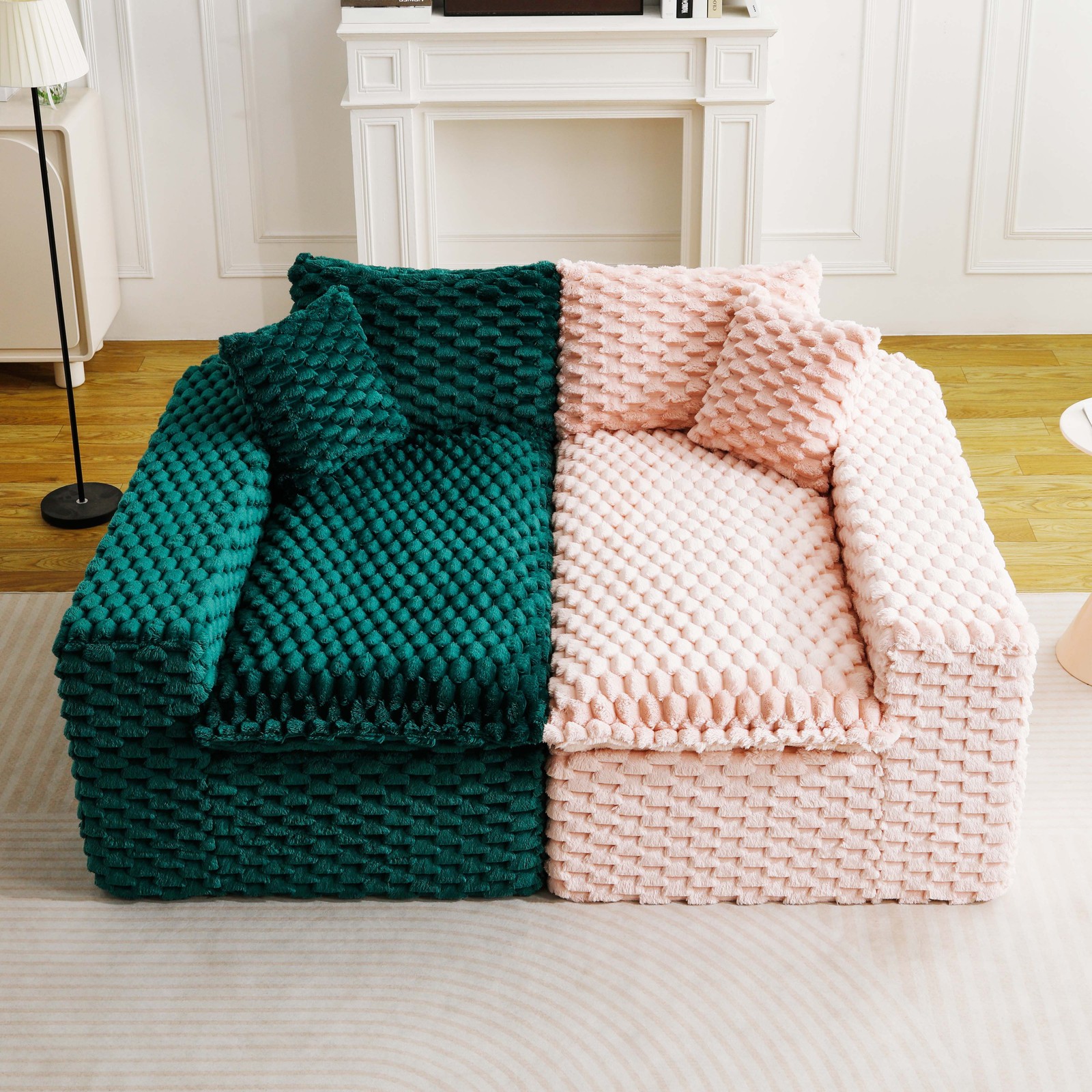 Luxury Color-Block Turtle Velvet Multifunctional Sofa - Arrangeable in Single