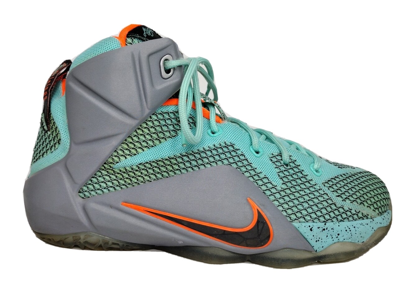 NIKE 685181-302 LEBRON Turquoise & Orange Sneakers Kids Sz 5.5y Women's Sz 7 GUC