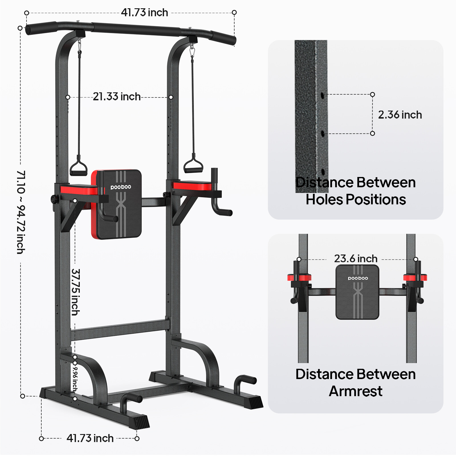 Power Tower MultiFunction Strength Training Dip Station Pull Up Bar Gym Workout