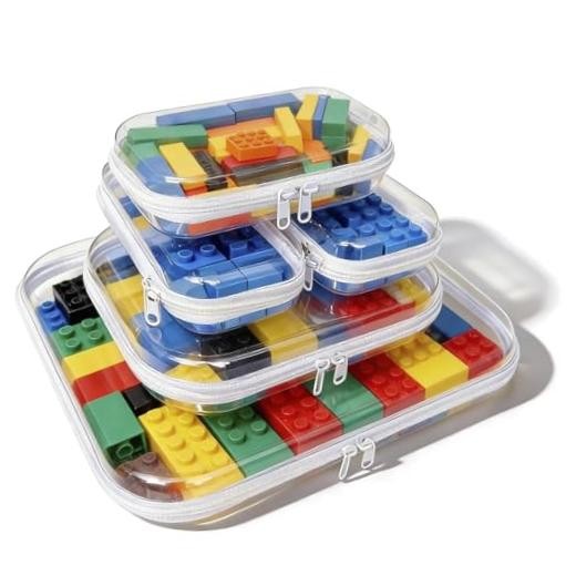 Clear Hard Shell Zipper Pouches - Assorted Small, Medium, Large Sizes - 5