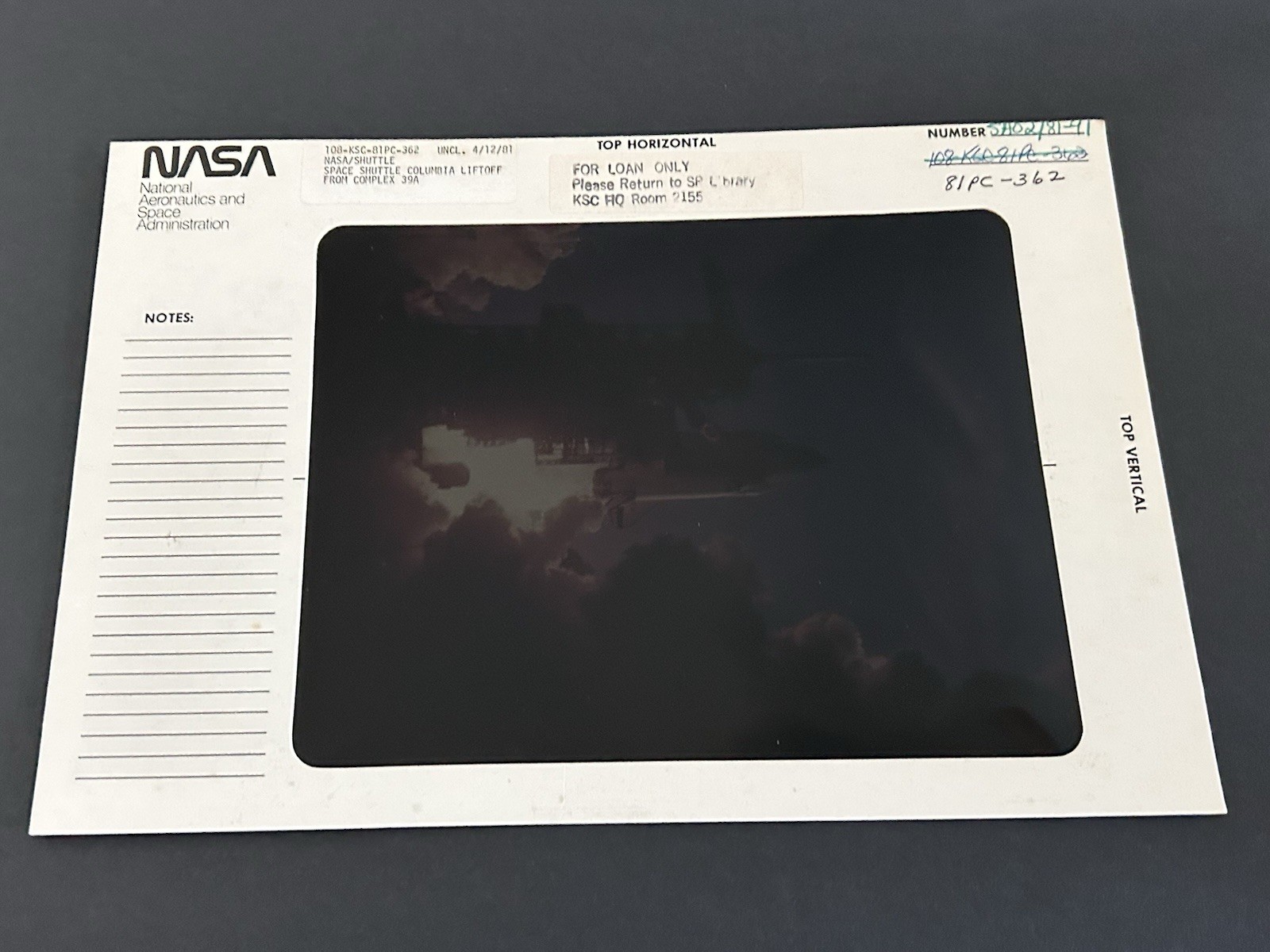 1981 NASA KSC Space Shuttle Columbia STS-1 Liftoff Presentation Transparency-362