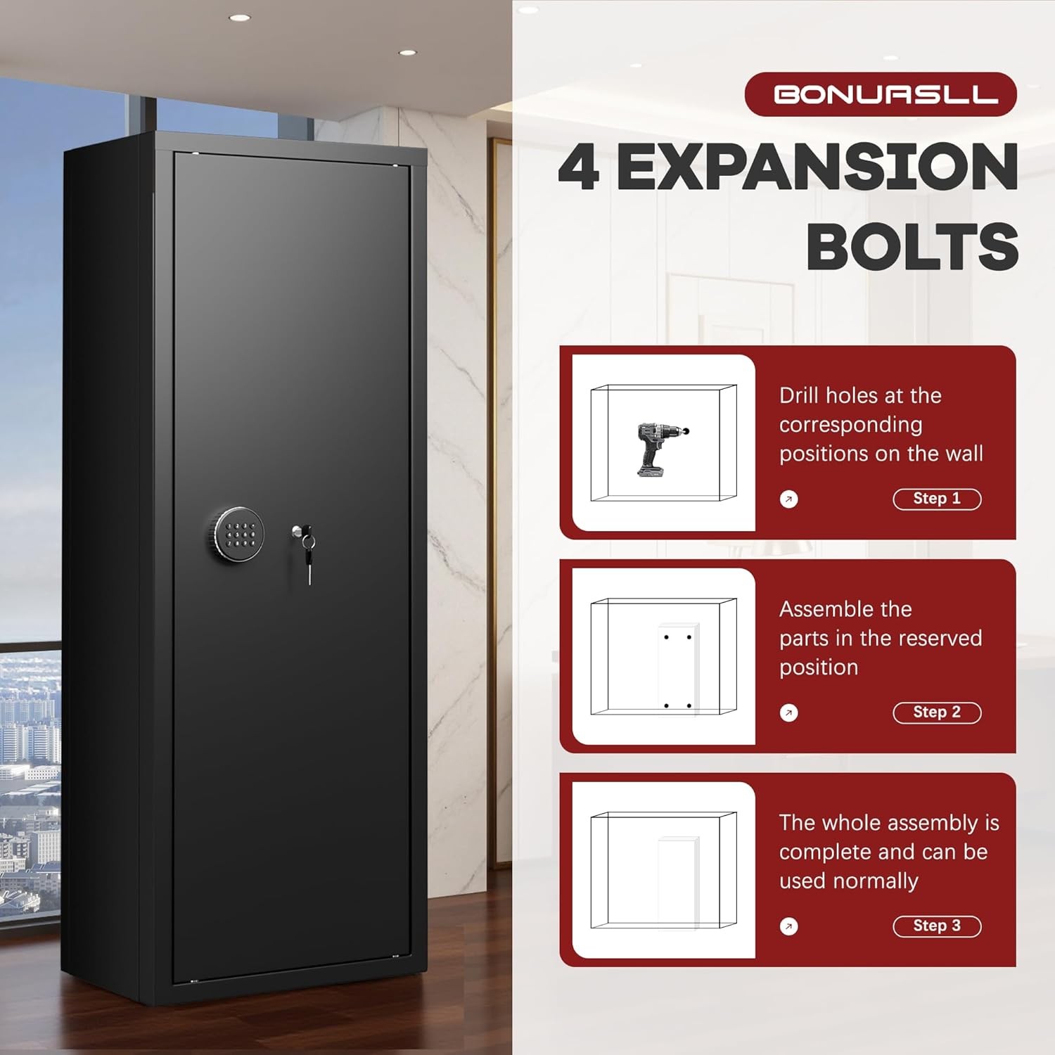 12-15 Gun Safe for Rifles,Fireproof Gun Safe for Rifles and Pistols,Rifle Safes