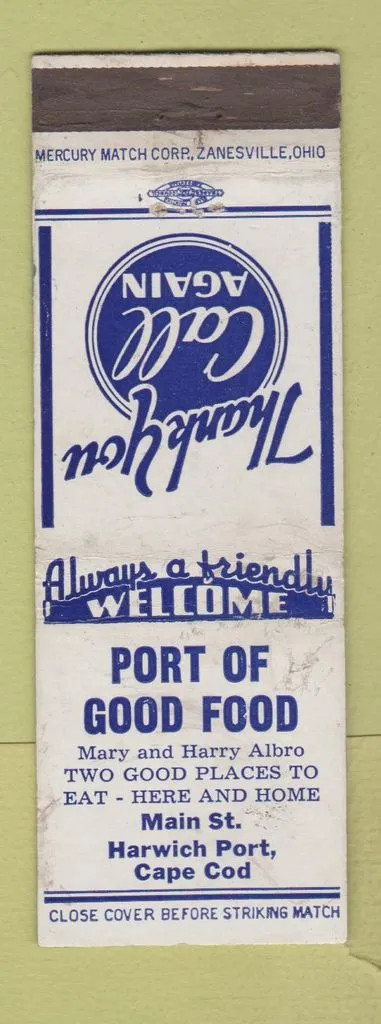 Matchbook Cover - Port of Good Food Harwich Port MA
