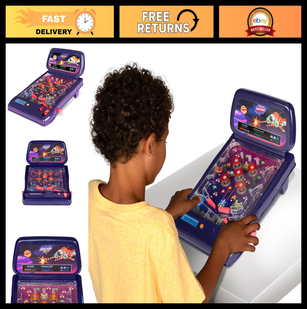 Tabletop Pinball Game - Fun Indoor Arcade Alley for Family Playroom Entertainmen