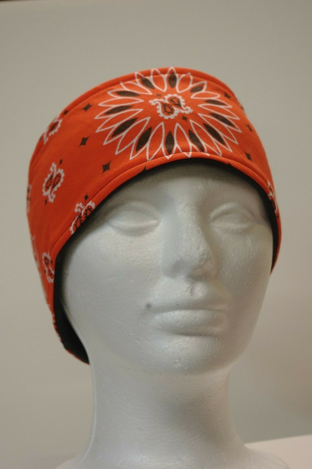 #031 Orange Paisley Fleece lined adjustable headband