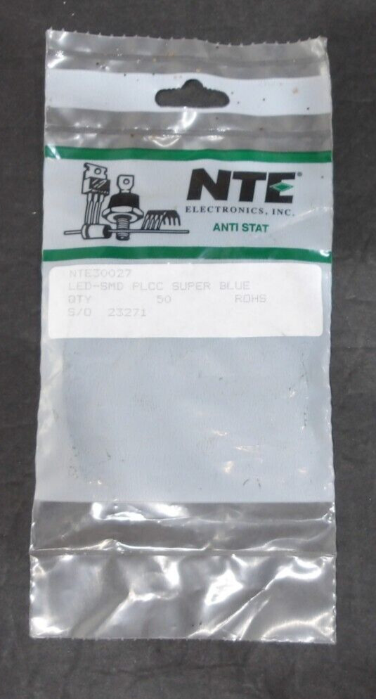 New NTE LED-SMD PLCC Super Blue Anti Stat Quantity of 50 Pcs