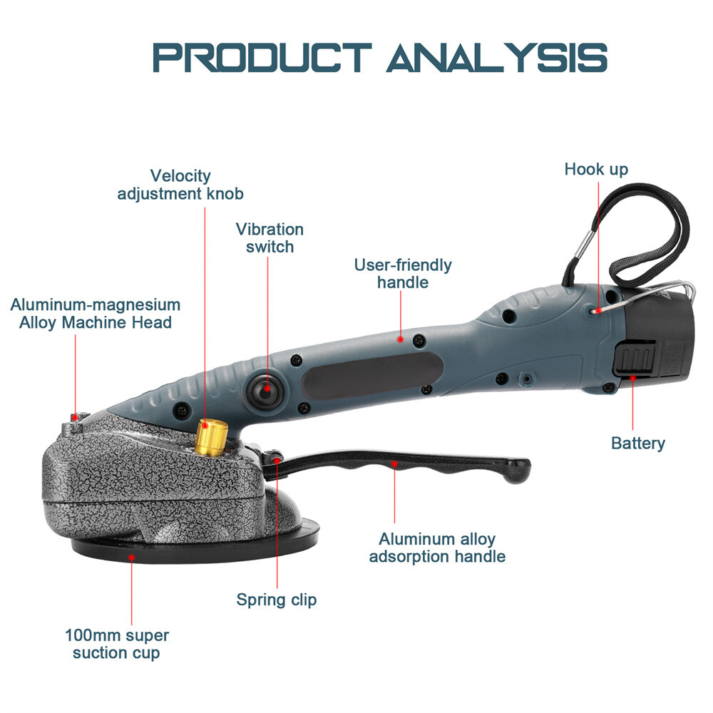 Automatic Tile Tiling Leveling Tool Machine Vibrator Adjustable with 2 Battery