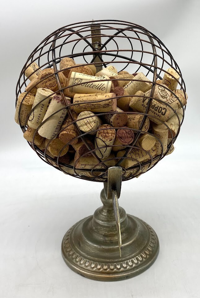 Metal Armillary Sphere Globe w/ Wine Corks