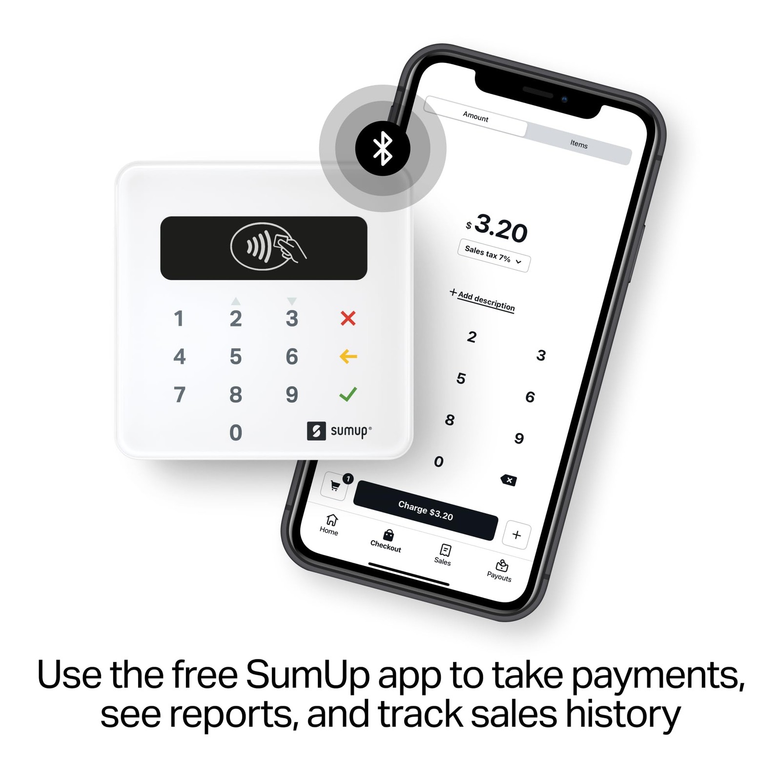 SumUp Plus Card Reader, Bluetooth - NFC RFID Credit Card Reader for Smartphone