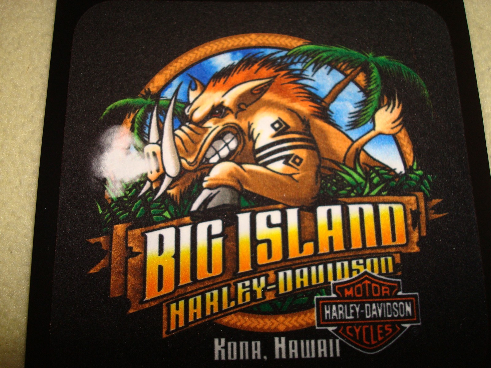 Harley Davidson Wild Boar Emblem 4.25"x4.25" Big Island Kona Hawaii Sew-on Patch