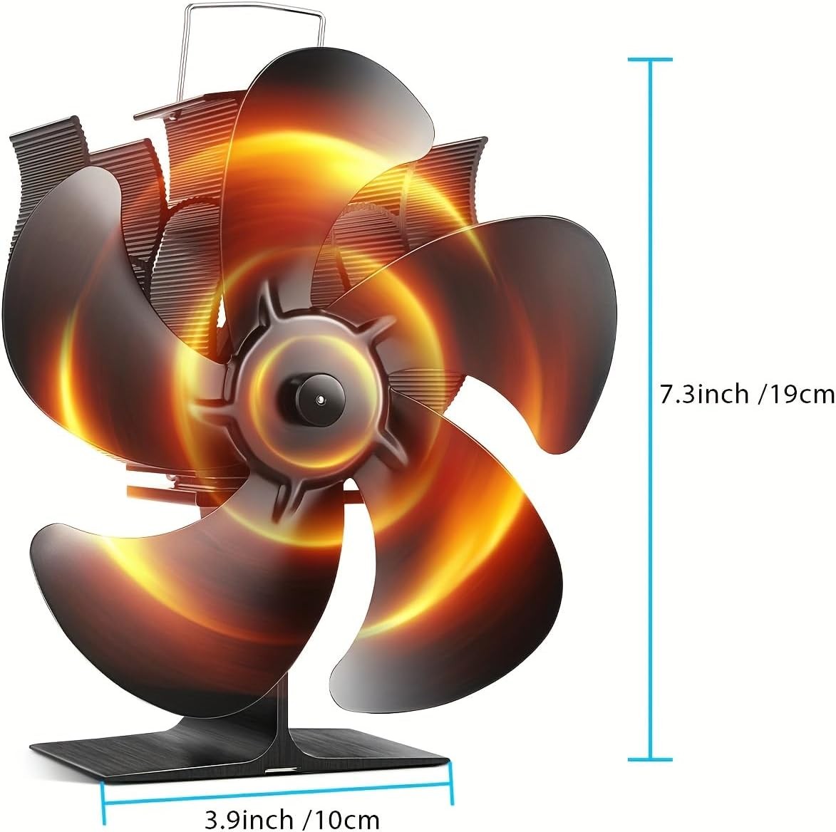 Wood Stove Fan, Fireplace Fan for Burning Stove, Medium, Black-Stove