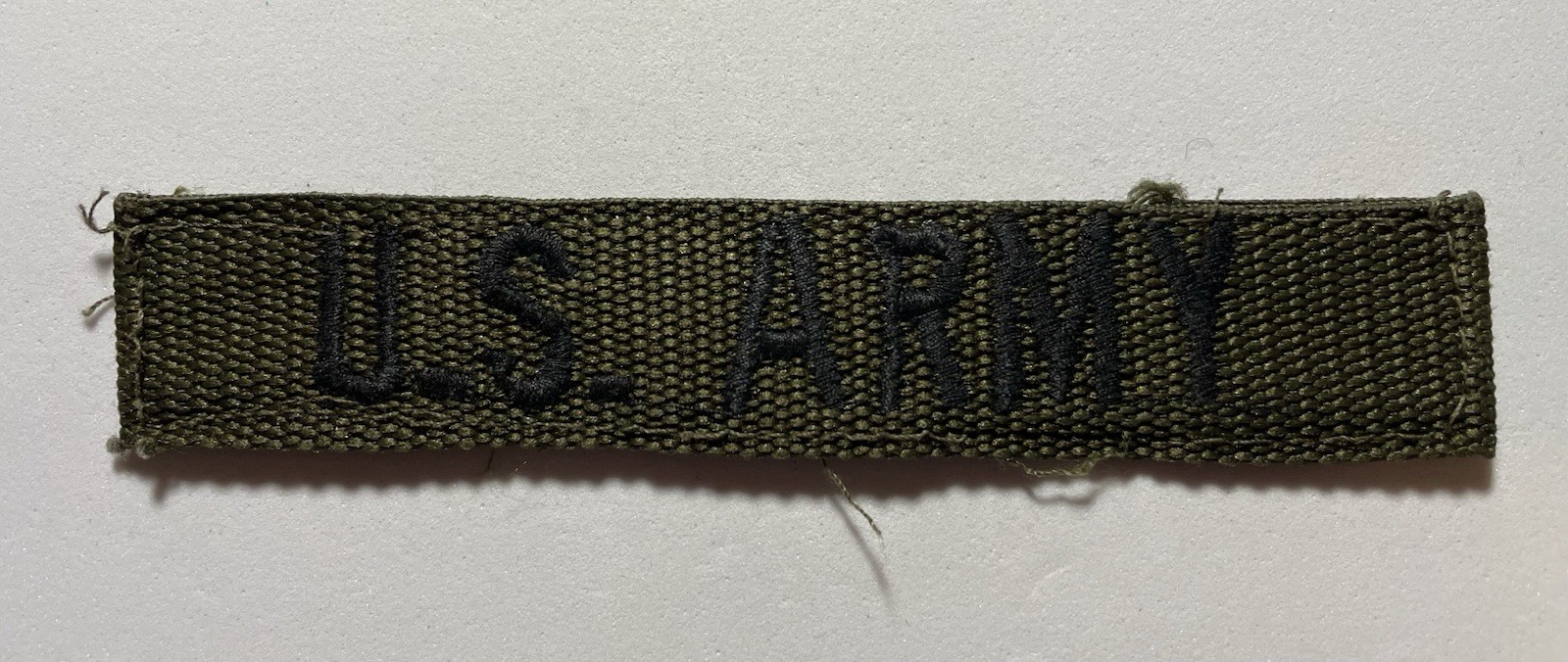 Vietnam US Army OD Green & Black Embroidered Tape 5 1/4” L X 1” Patch 080225-10