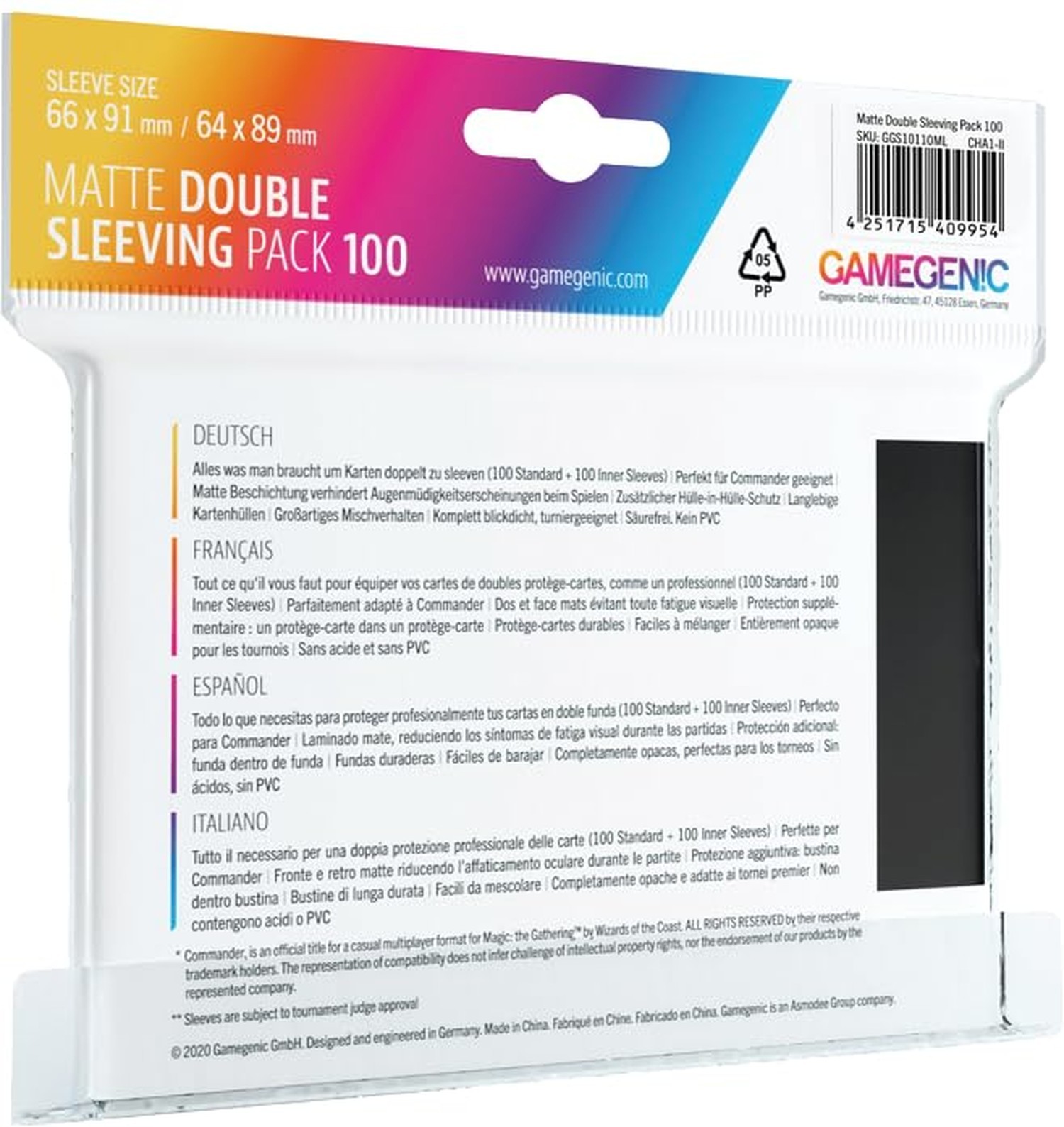 Prime Matte Double Sleeving Pack 100 | Card Sleeving Pack Includes 100 Prime ...