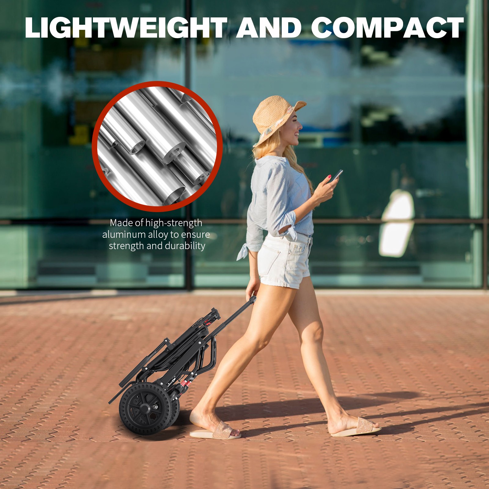 Lightweight Foldable Portable Transport Wheelchair With Telescopic Handle Adults