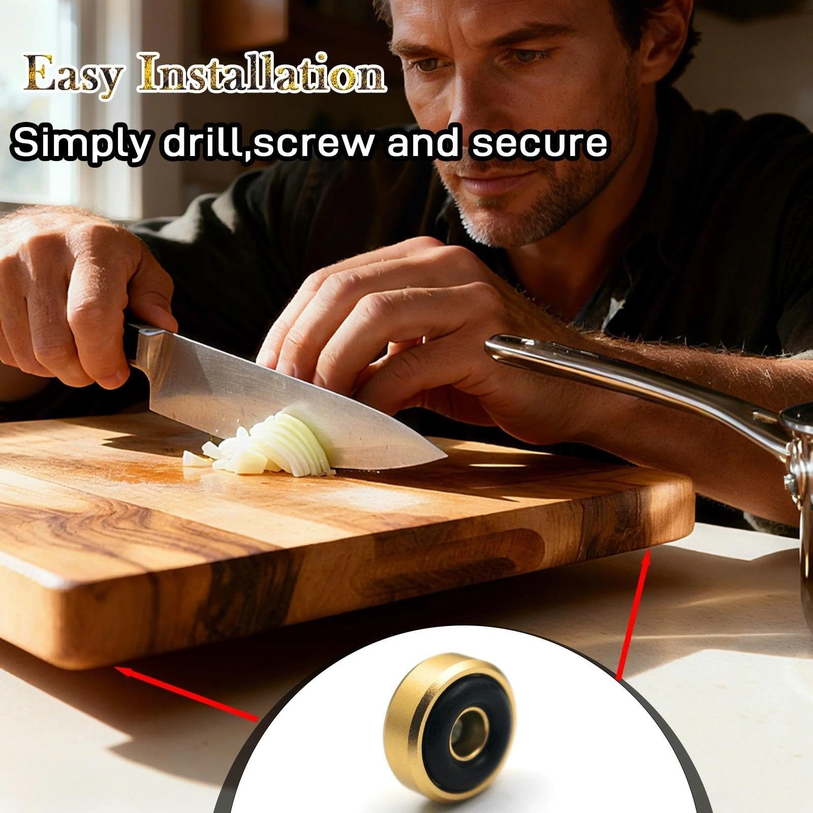 Brass Cutting Board Feet Set with Non-Slip Pads and Screws for Furniture