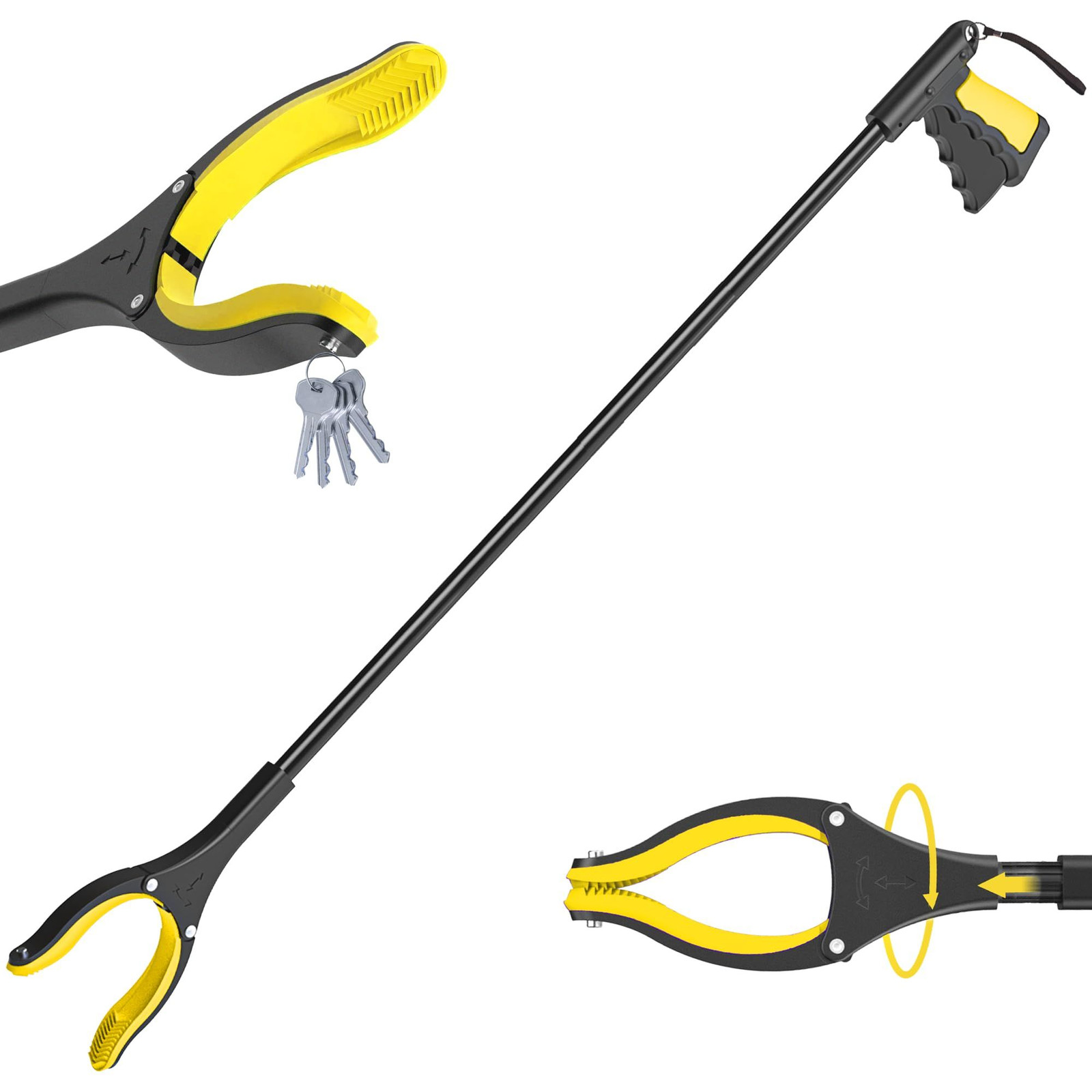 59 Inch Extra Long Grabber Reacher Tool，Pick Up Stick 59 Inch, Yellowblack