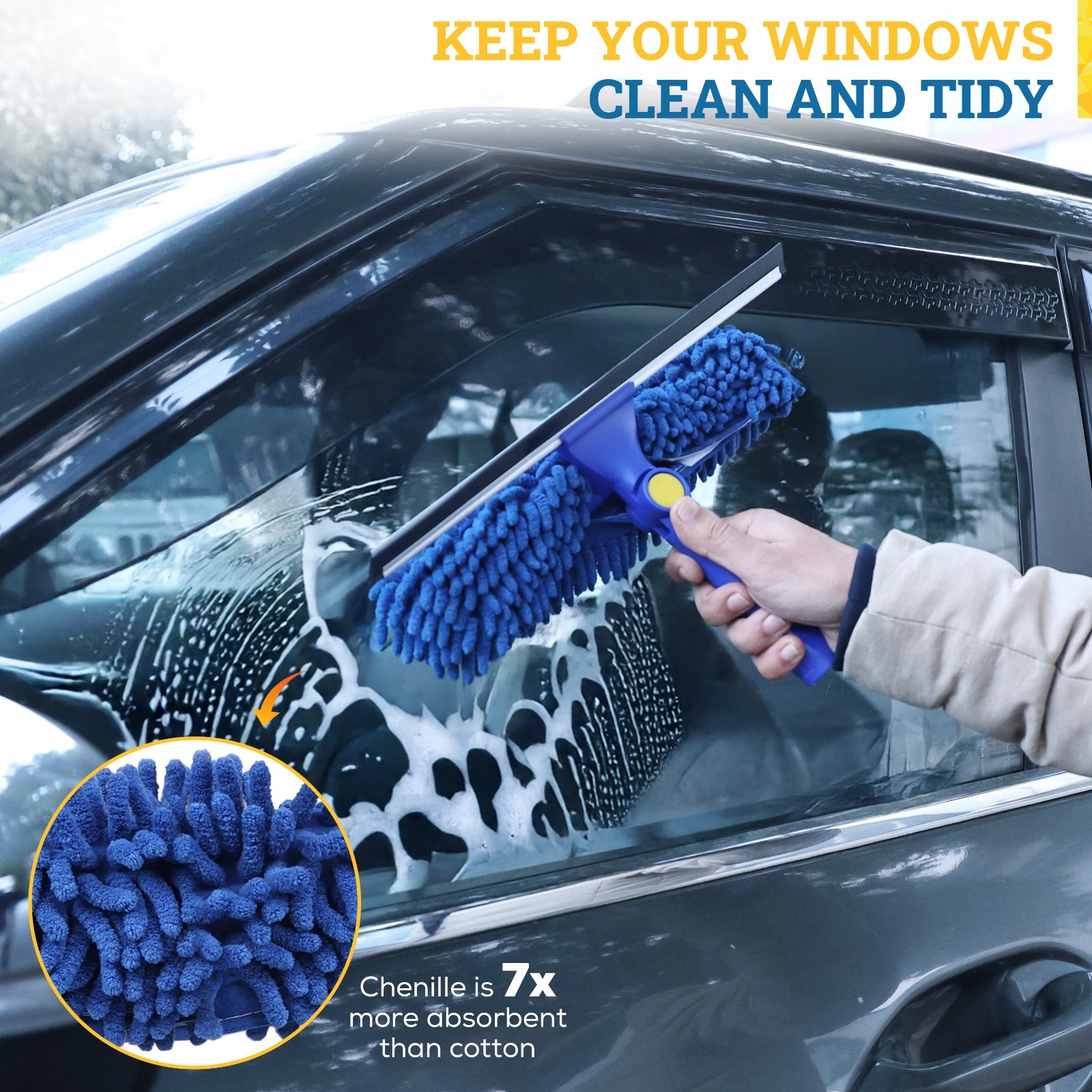 12" Chenille Reusable Washable Window Cleaning Squeegee Sleeves - 5 Pack