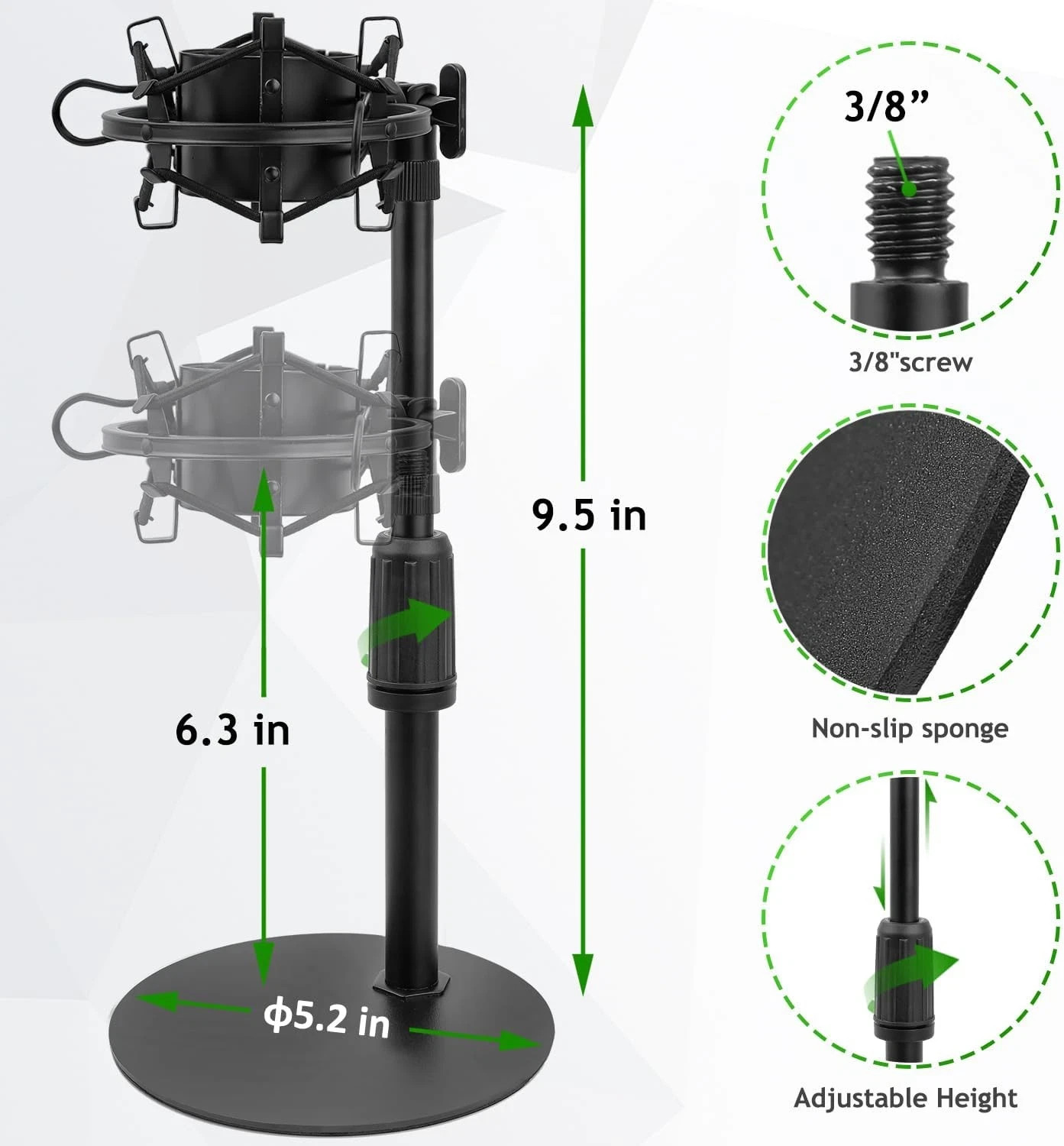 Adjustable Desk Mic Stand with Shock Mount for Audio-Technica AT2020