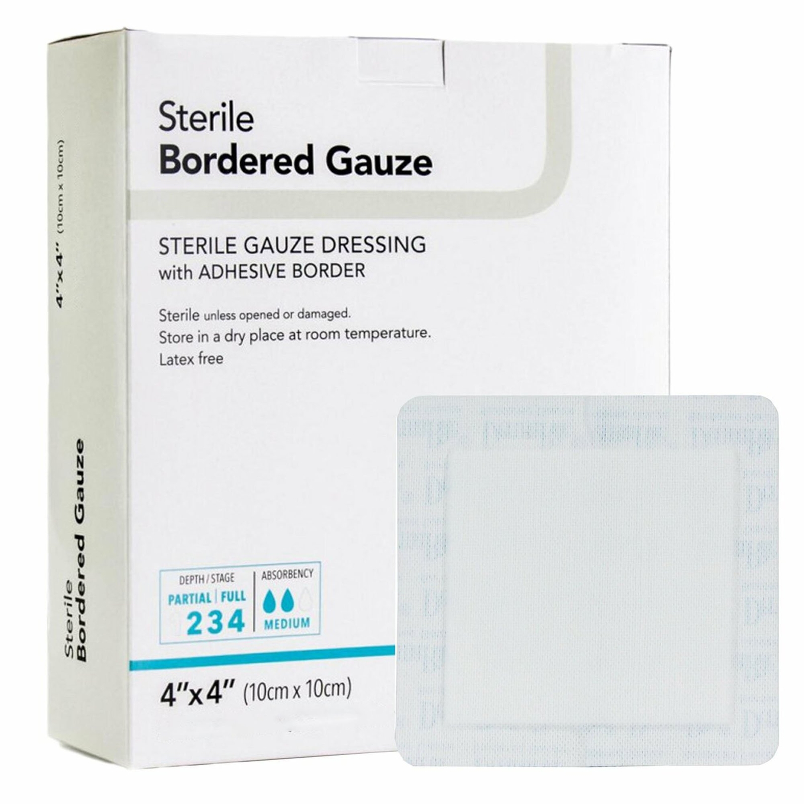 Gauze Wound Dressing with Adhesive Border 4" x 4" BX of 100