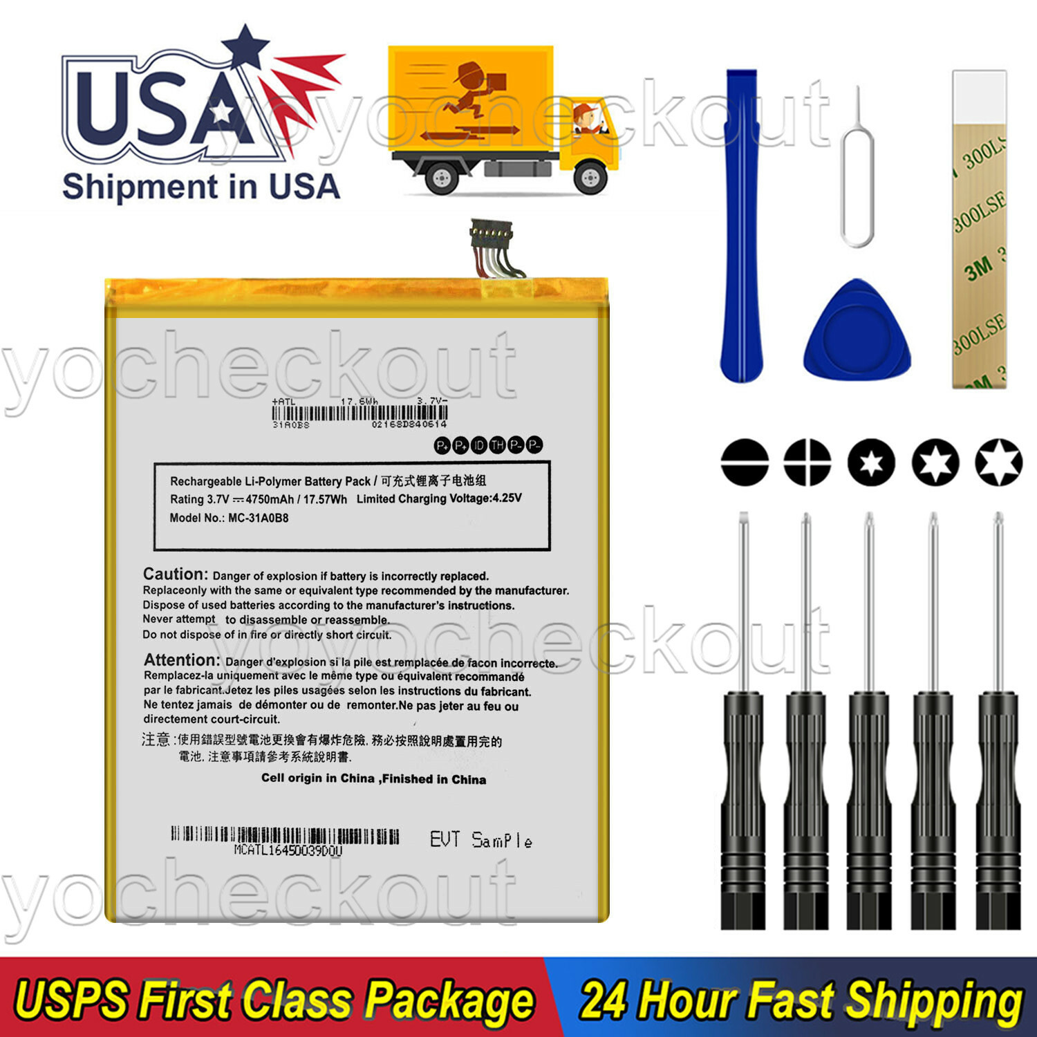 for Amazon Kindle Fire HD 8 8th L5S83A 26S1014 Battery 58-000181 58-000219 Tool