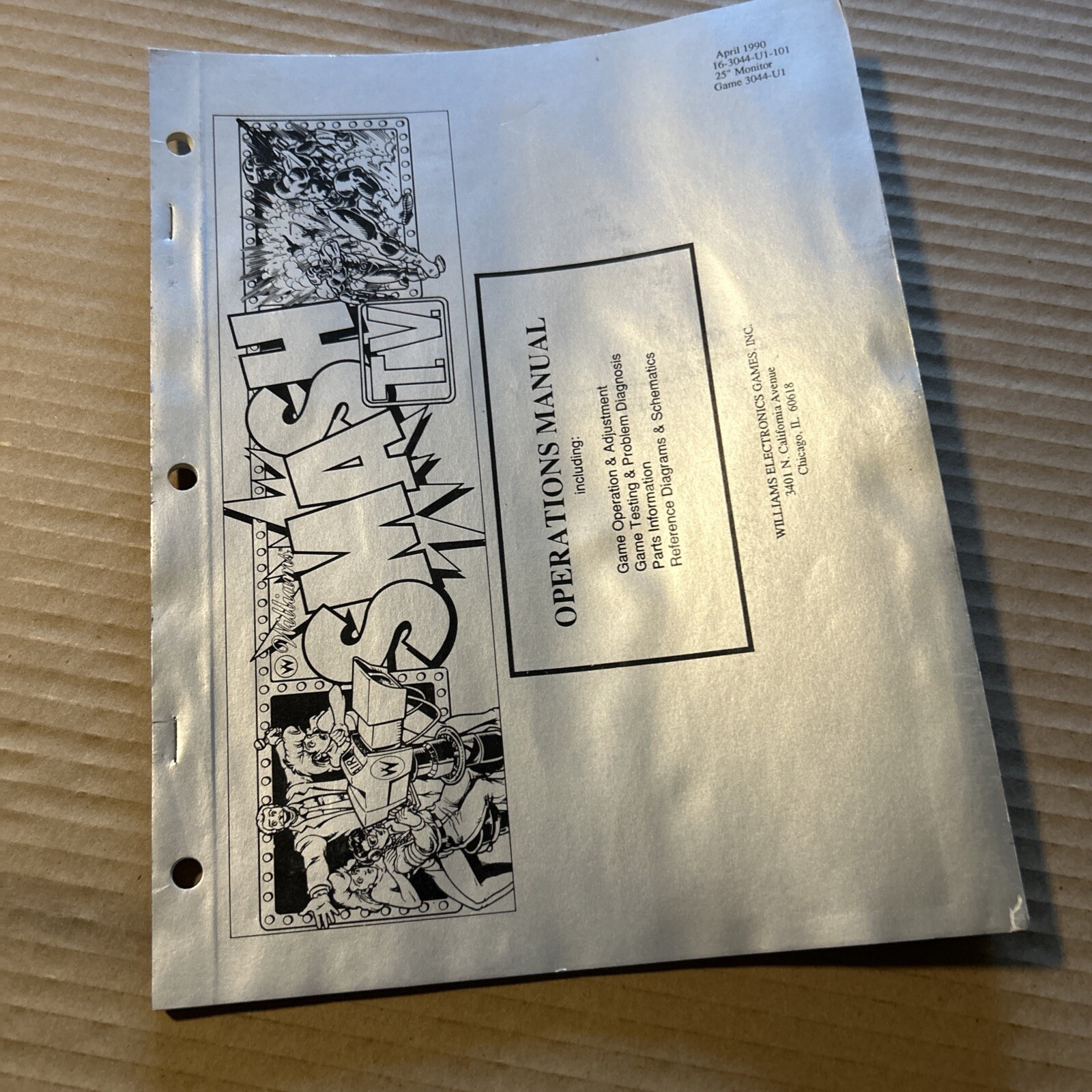 original FACTORY Smash Tv Williams coin operated arcade Video game manual