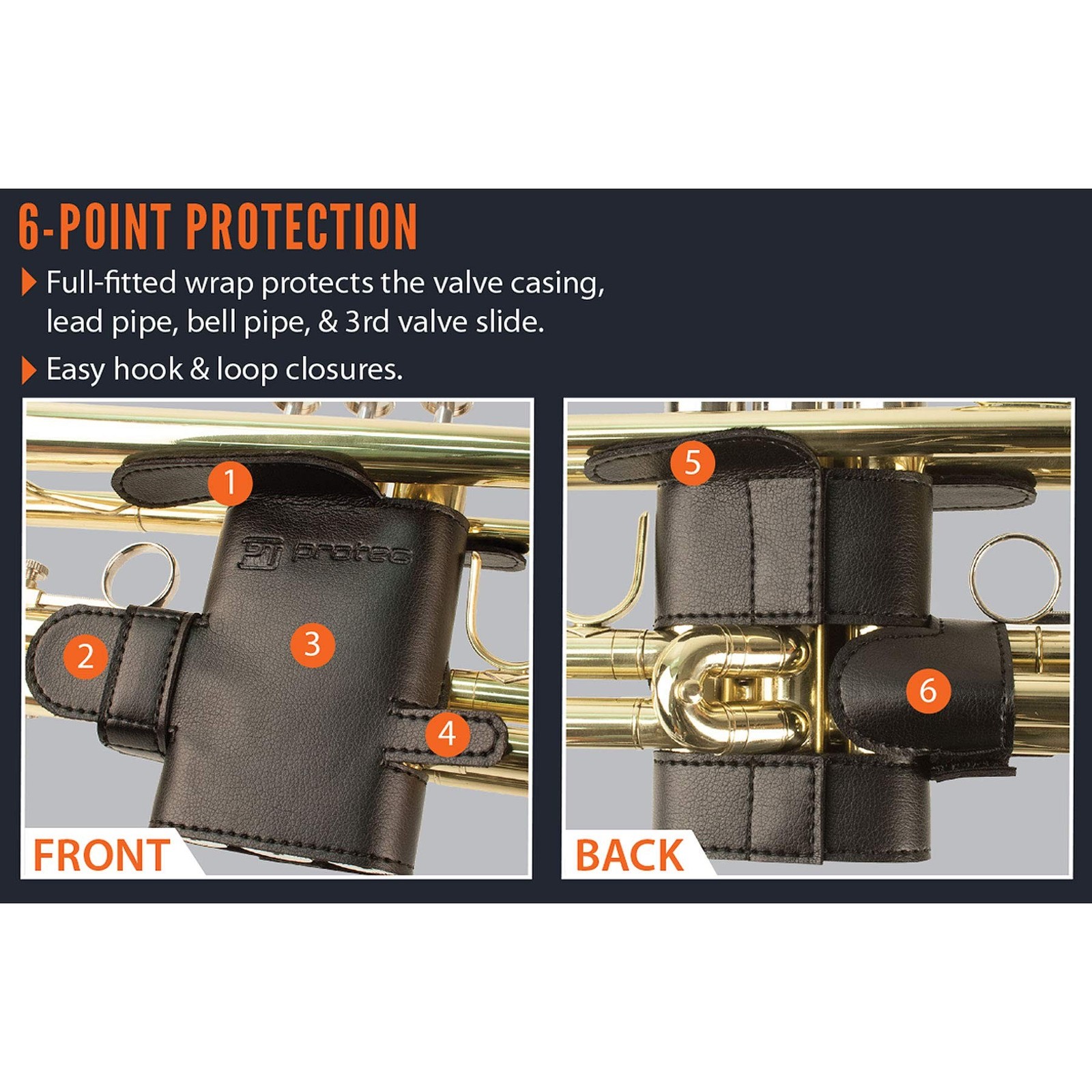 Pro Tec L226SP Trumpet 6-Point Leather Valve Guard 6-Point Valve Guard