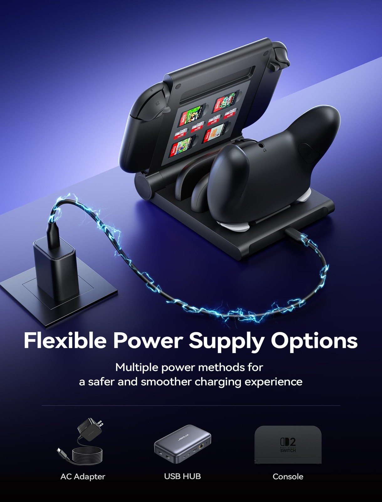 JSAUX Switch Pro Controller and JoyPad 5-in-1 Charging Dock