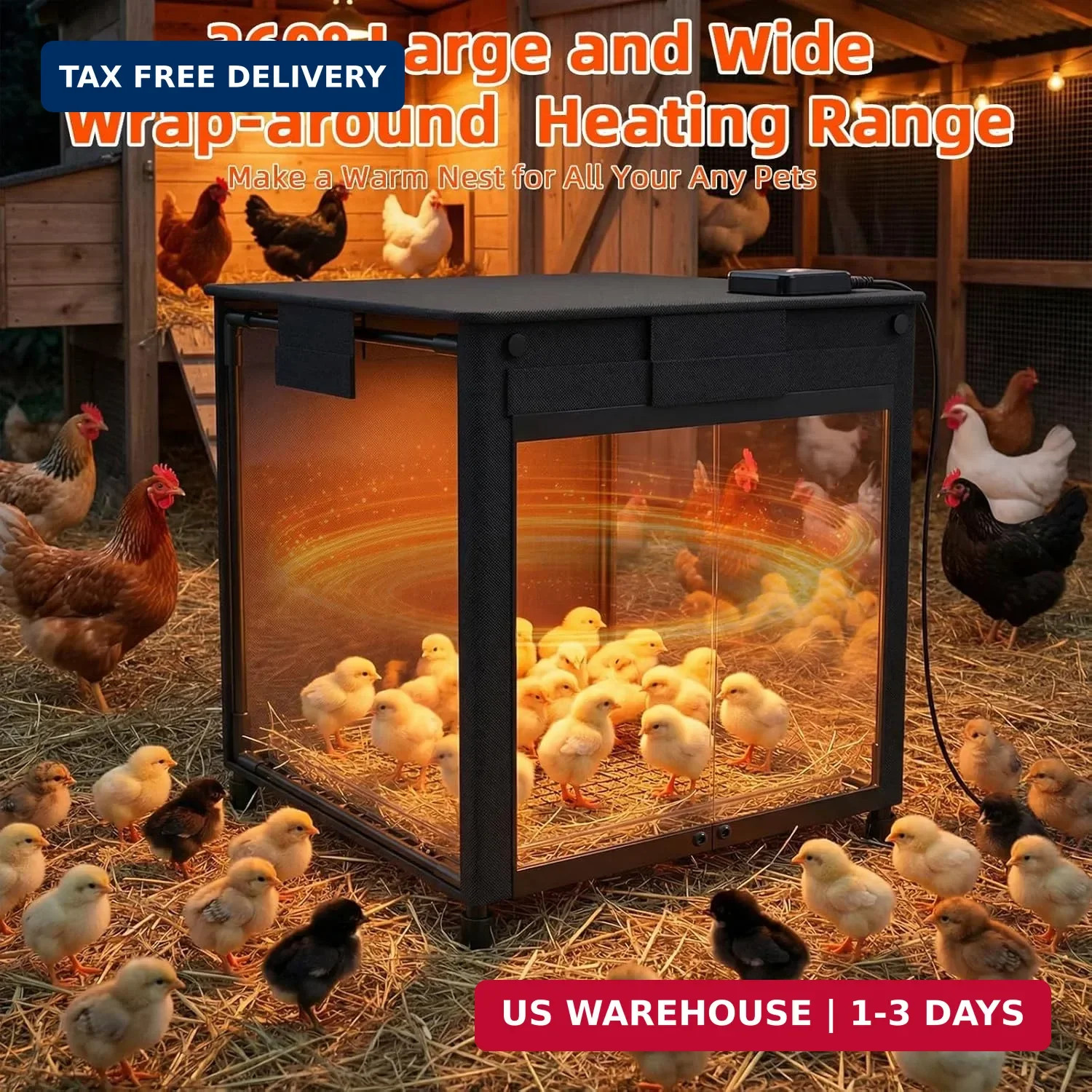 Brooder Box for Chicks, Upgrade Chicken Brooder Box with Adjustable Temp (77~95℉