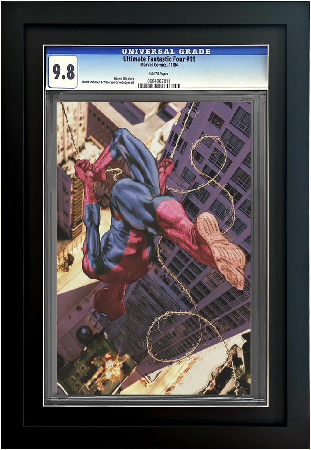 Single Graded Comic Book Frame, Solid Wood, Black Mat | Fits Standard CGC