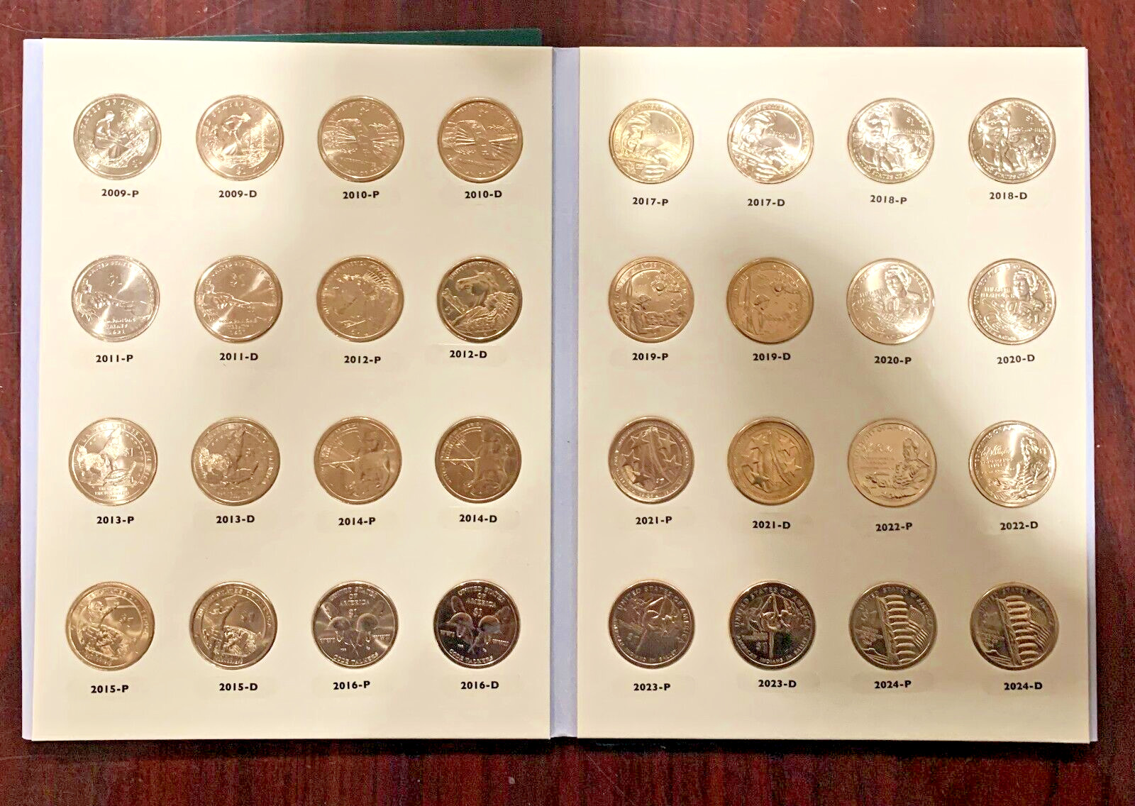 2009- 2026 P&D Native American $1. Lot 36 BU coins from US Mint Rolls. In folder