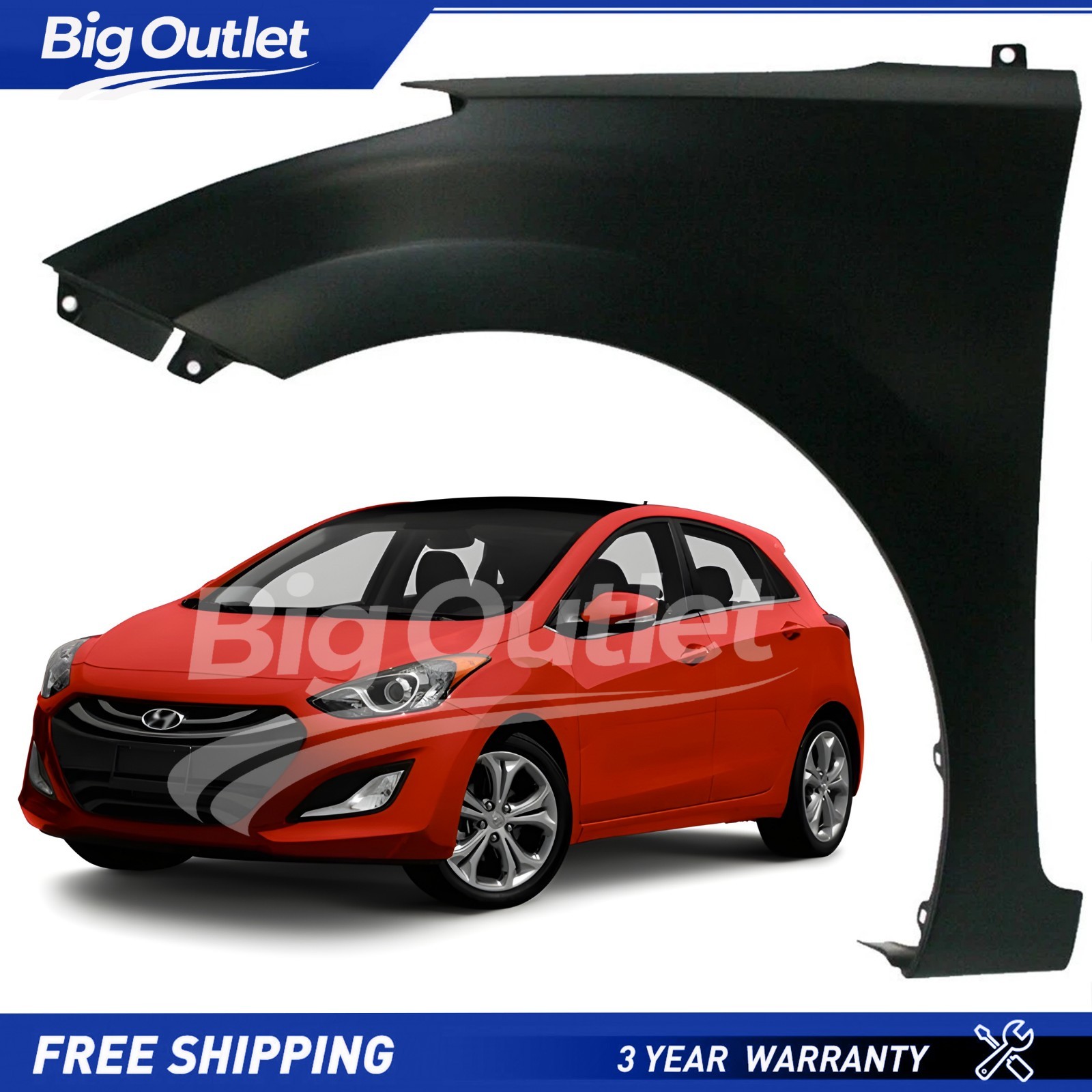 Front Fender Assembly Left Driver Side Primed For 2011-2016 Hyundai Elantra  ✅