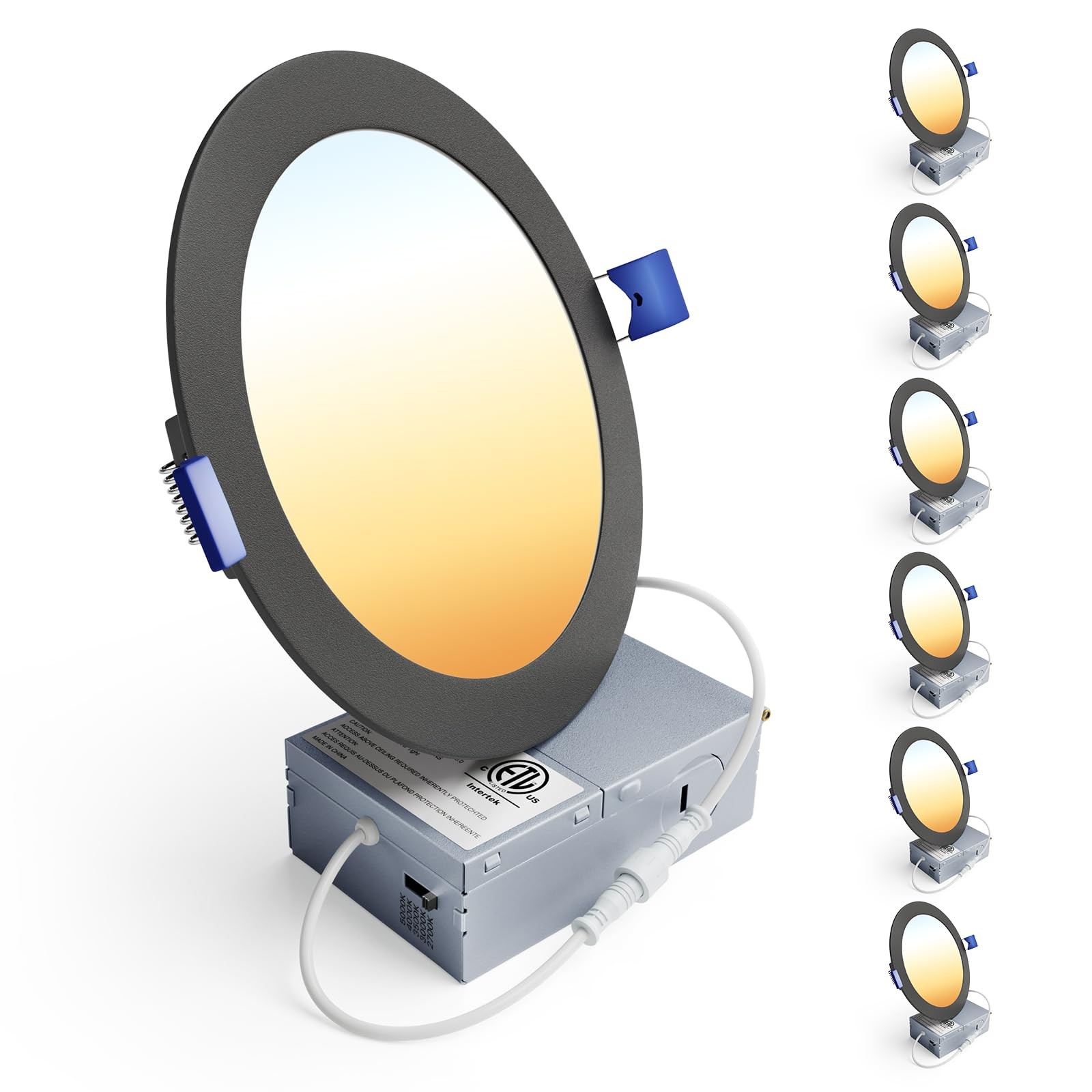Ensenior 6 Pack 6 Inch LED 6 Inch, 2700/3000/3500/4000/5000k - 5cct Black