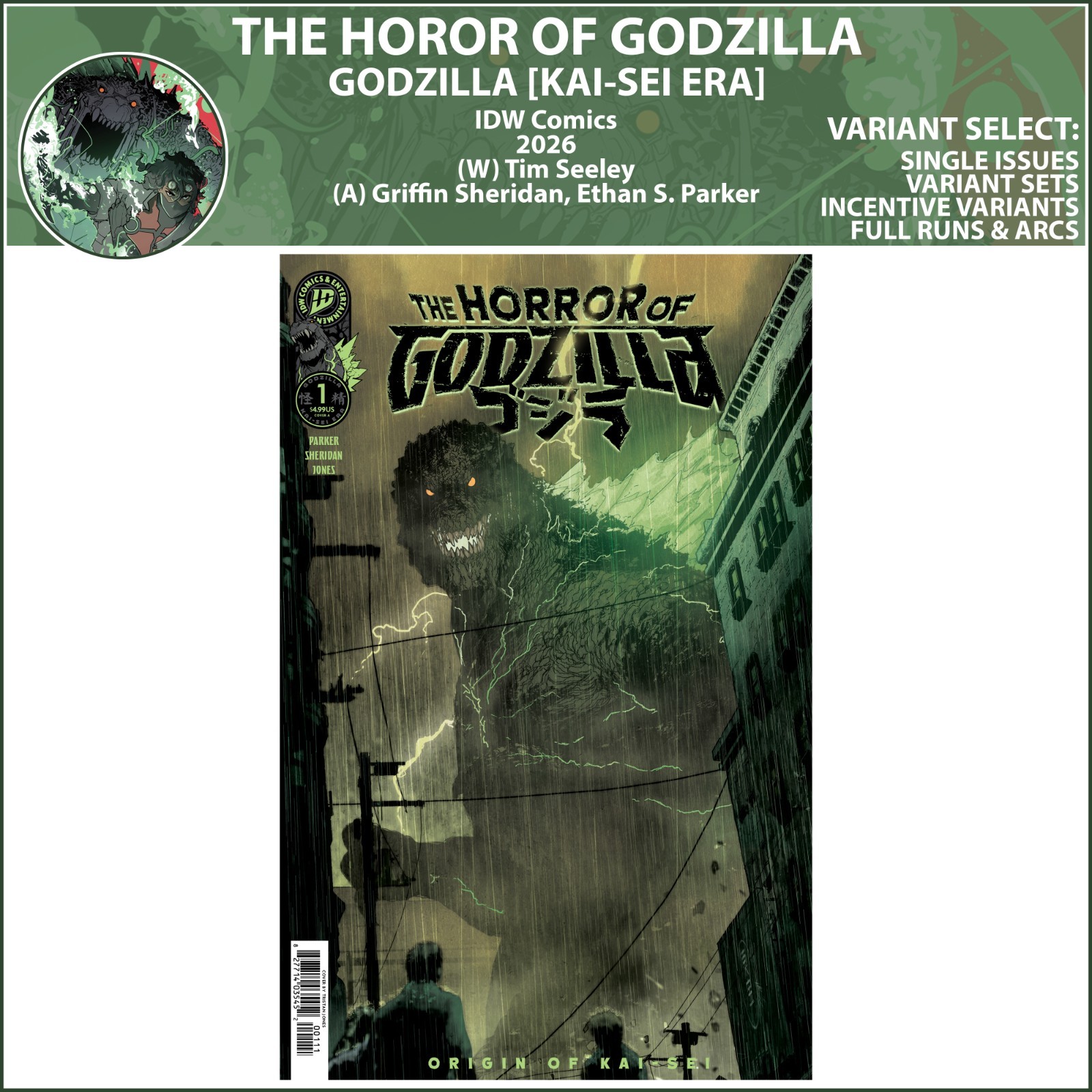 The Horror of Godzilla [Kai-Sei Era] (2026) #1 IDW Publishing COVER SELECT