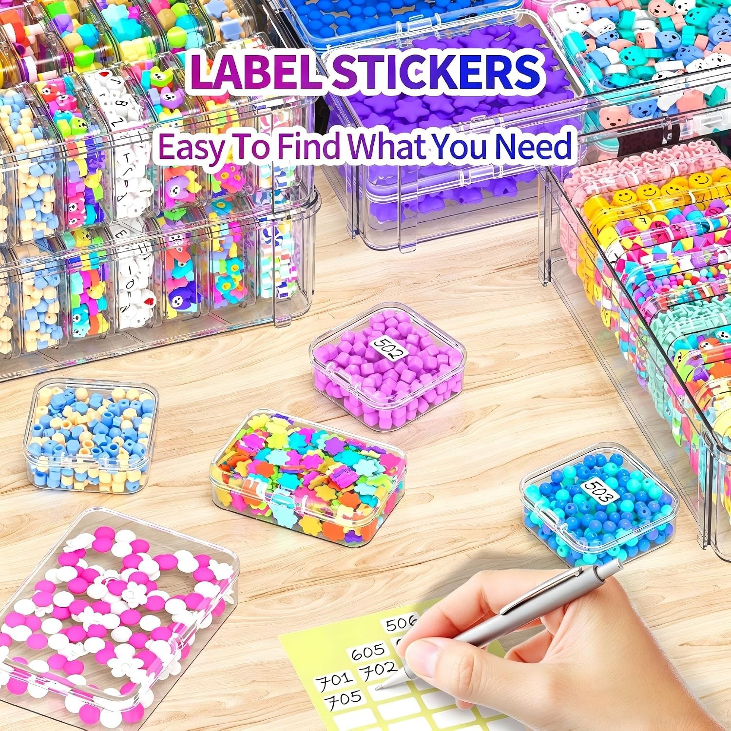 Stackable Bead Storage Organizer, 88 Small Plastic Containers with Lids, 4-La...