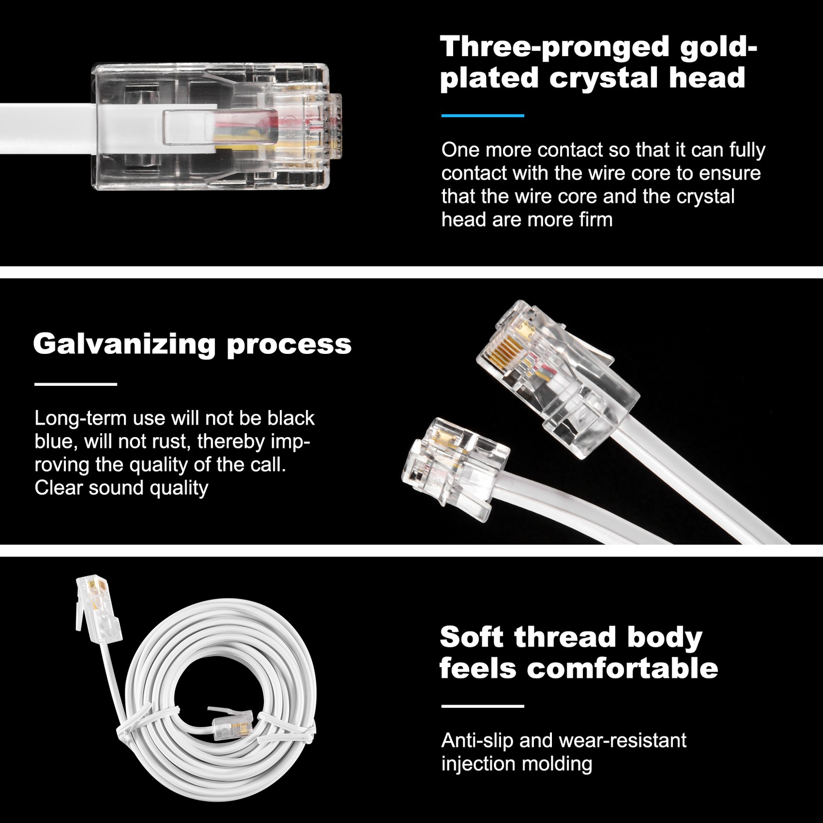RJ11 6P4C to RJ45 8P4C Modular Phone Internet Extension Cable 3 Meter J6Z62903