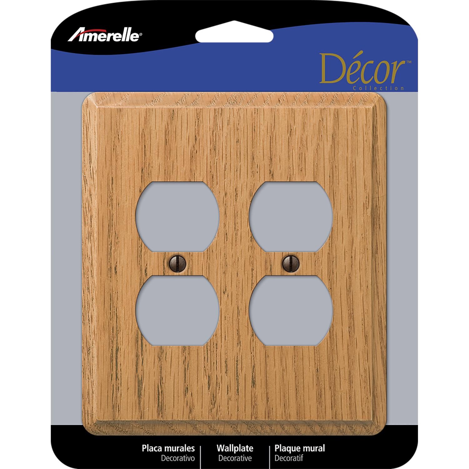 Amerelle 901DDL Brown Wood 2-Gang Duplex Outlet Wallplate 5.38 H x 4.88 W in.
