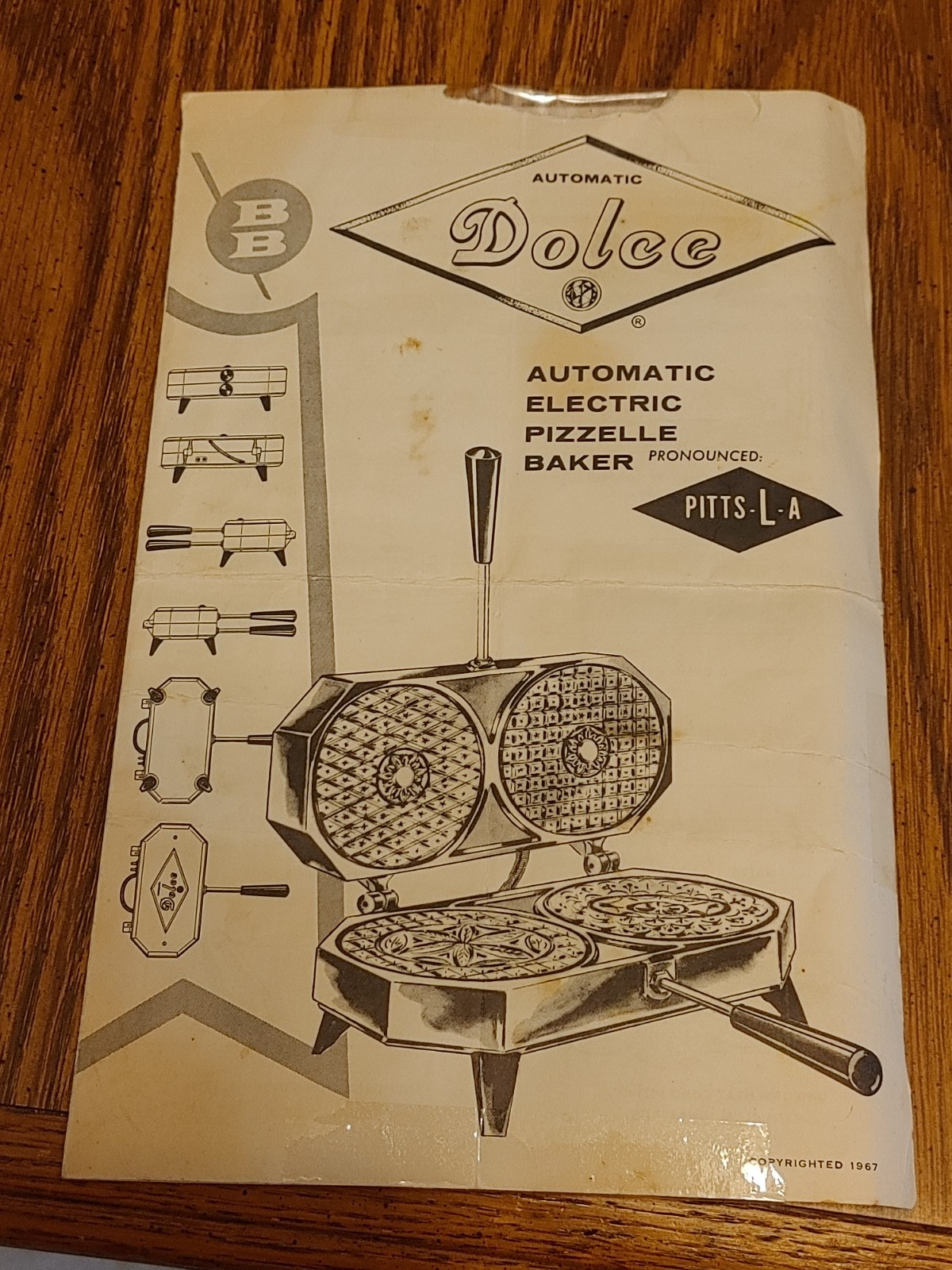 Instruction & Recipe booklet for Dolce Automatic Electric Pizzelle Baker 1967