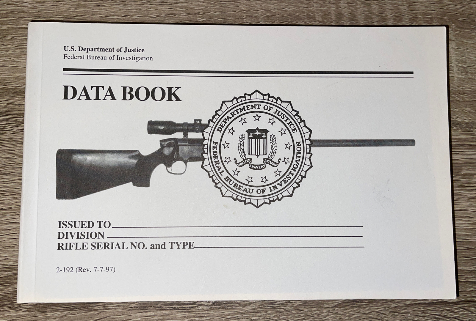 Department of Justice  DOJ  FBI   Sniper Data DOPE book New 2-192 Rev 7-7-97