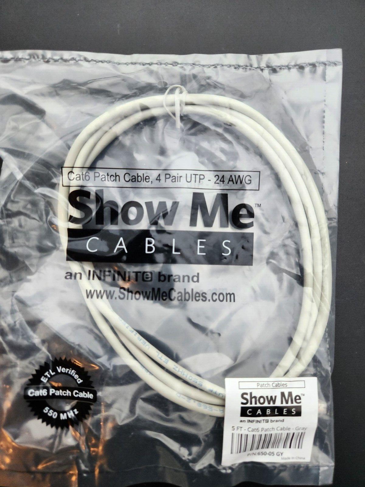 (3 Pack) No Boot Cat6 Ethernet Patch Cable - Gray - 5 FT
