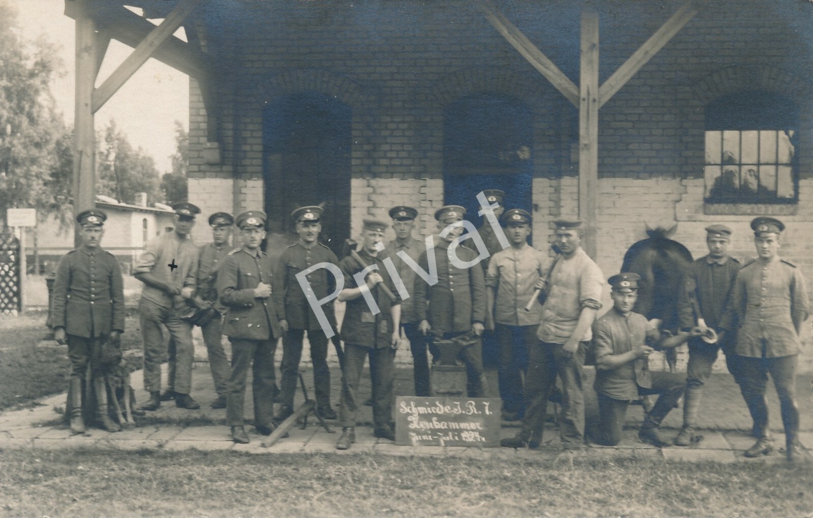 Photo PK WK I Soldiers Horses Forge I.R. 7 1924 K1.47