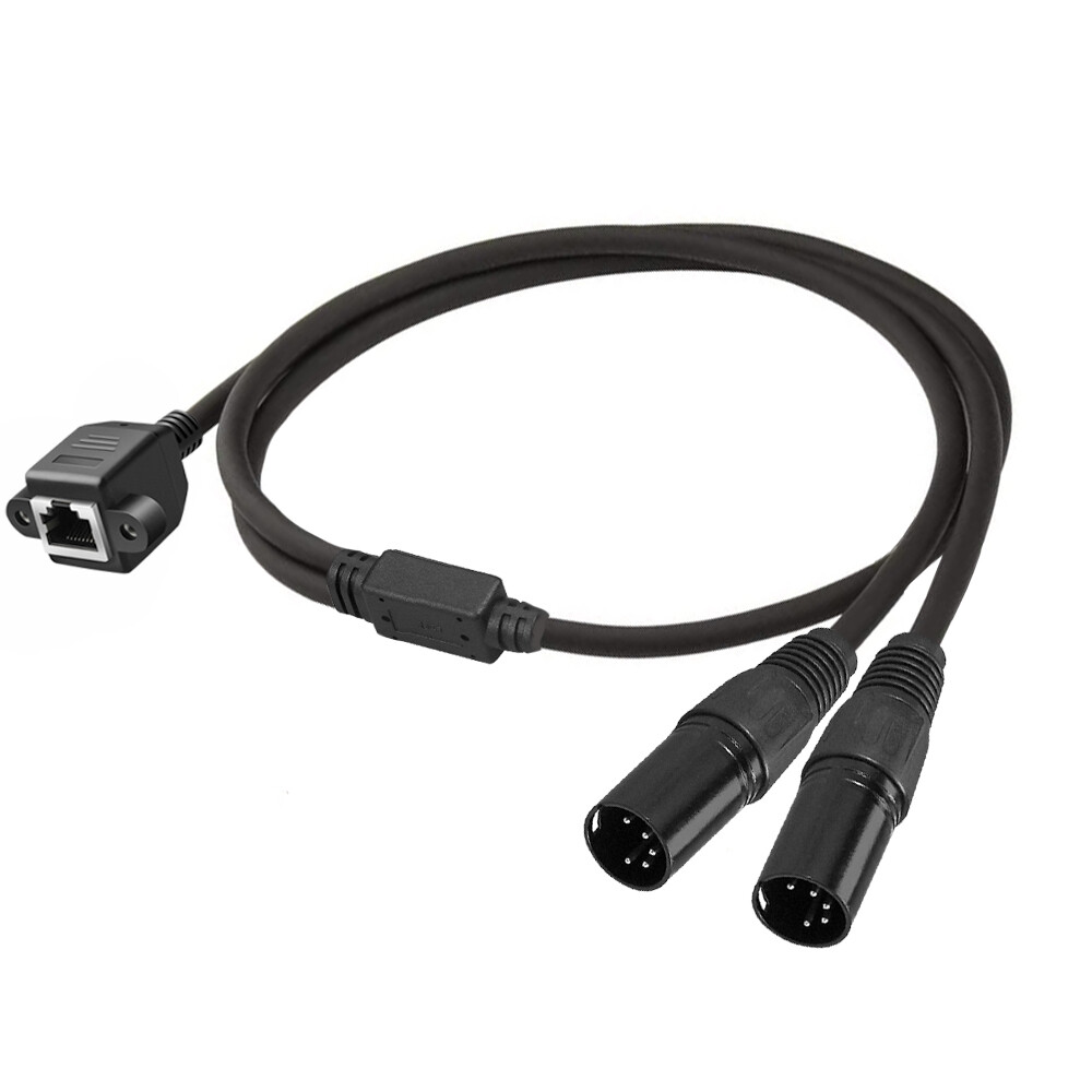 DMX 5 Pins XLR to RJ45- RJ45 to Dual XLR Male Y Splitter Network Breakout Cable