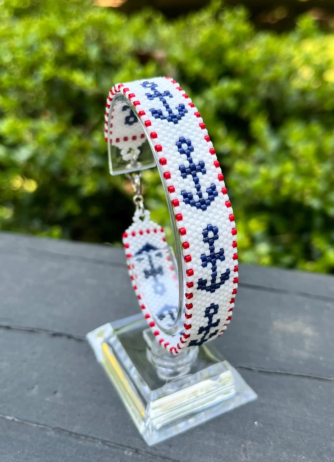 Handmade seed bead nautical bracelet