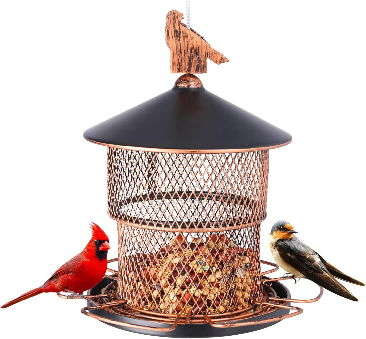 Yinns Bird Feeders for Outdoors Hanging, 4lb Large Seed Capacity A-Brown