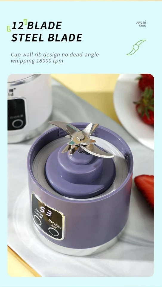 Portable Fruit Juicer Smoothies Mixer Two Cup USB Rechargeable Blender US SHIP