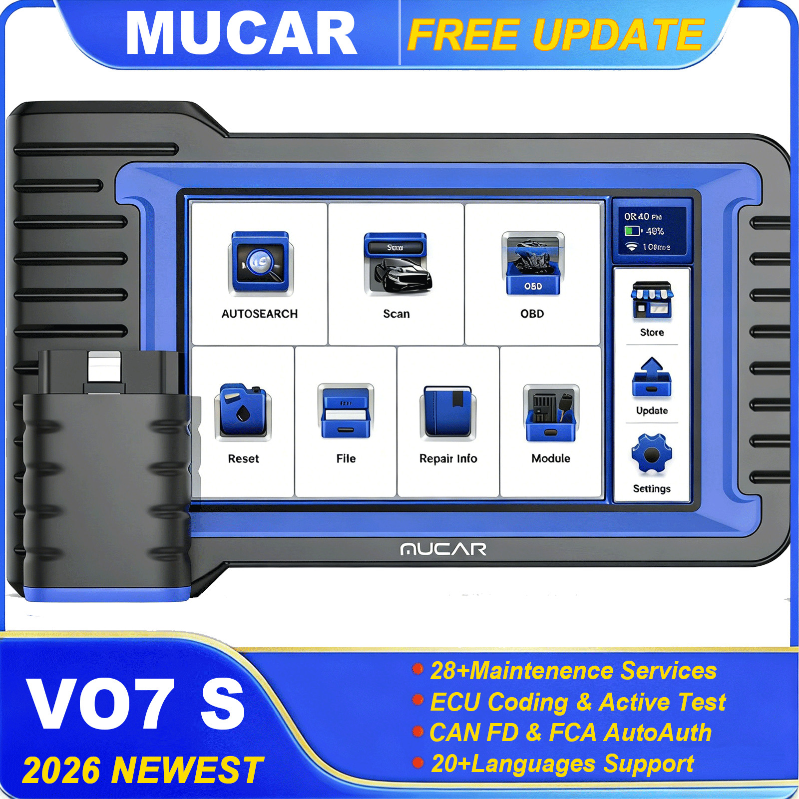 MUCAR VO7S Car System Diagnostic Scanner ECU Coding Active Test ABS Bleed Resets