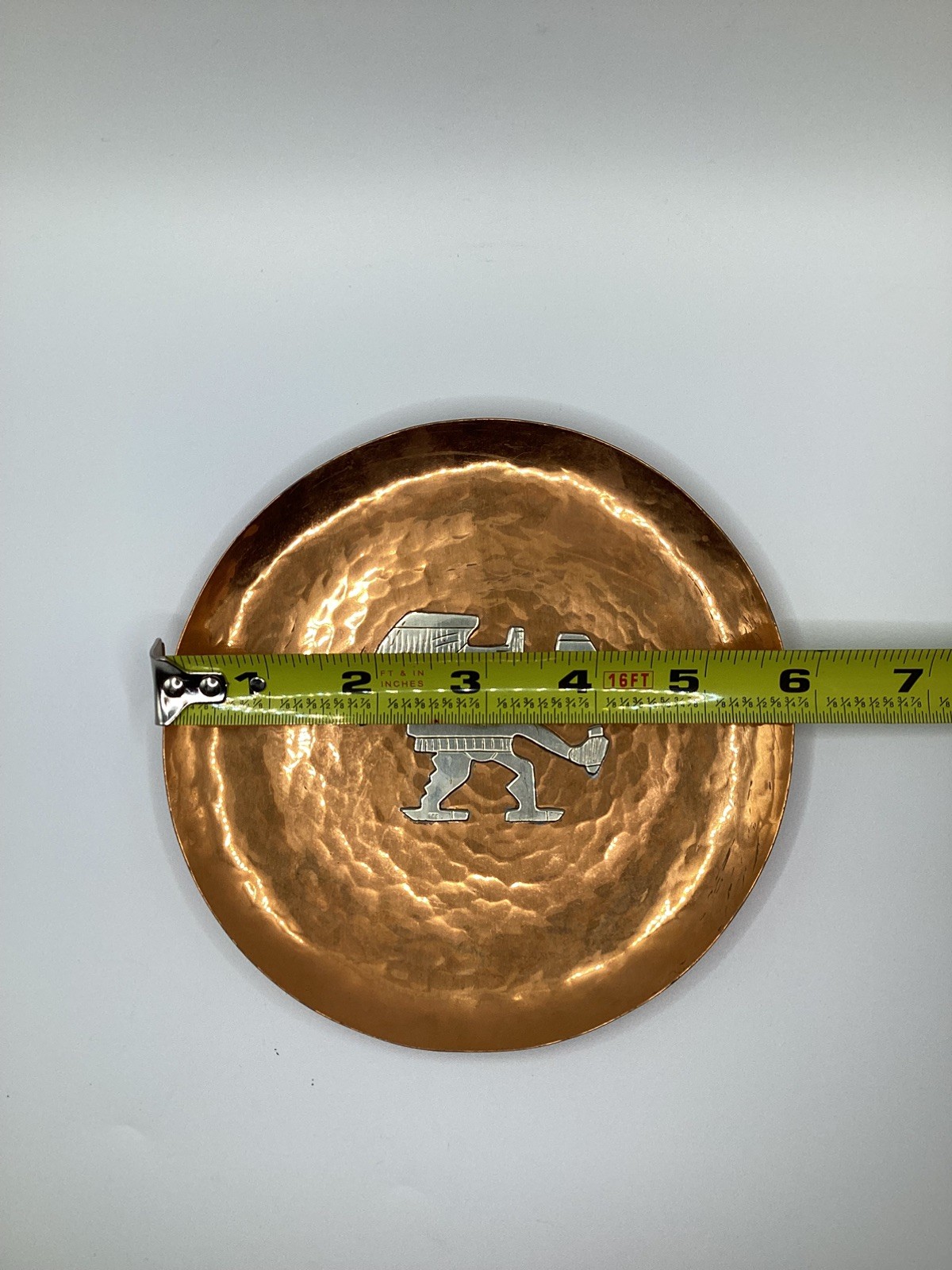 5 3/4 Vicky Industria Peruana Vintage Copper & Sterling Silver Wall Plate